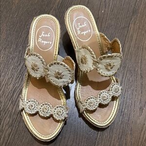 Jack Rogers Women's Cream and Gold Sandals